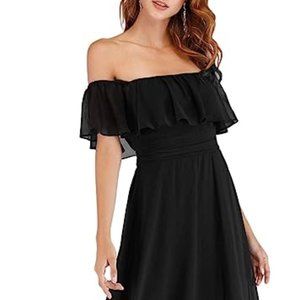 Womens Off The Shoulder Ruffle Party Dresses Side Split Beach Maxi Dress 10
